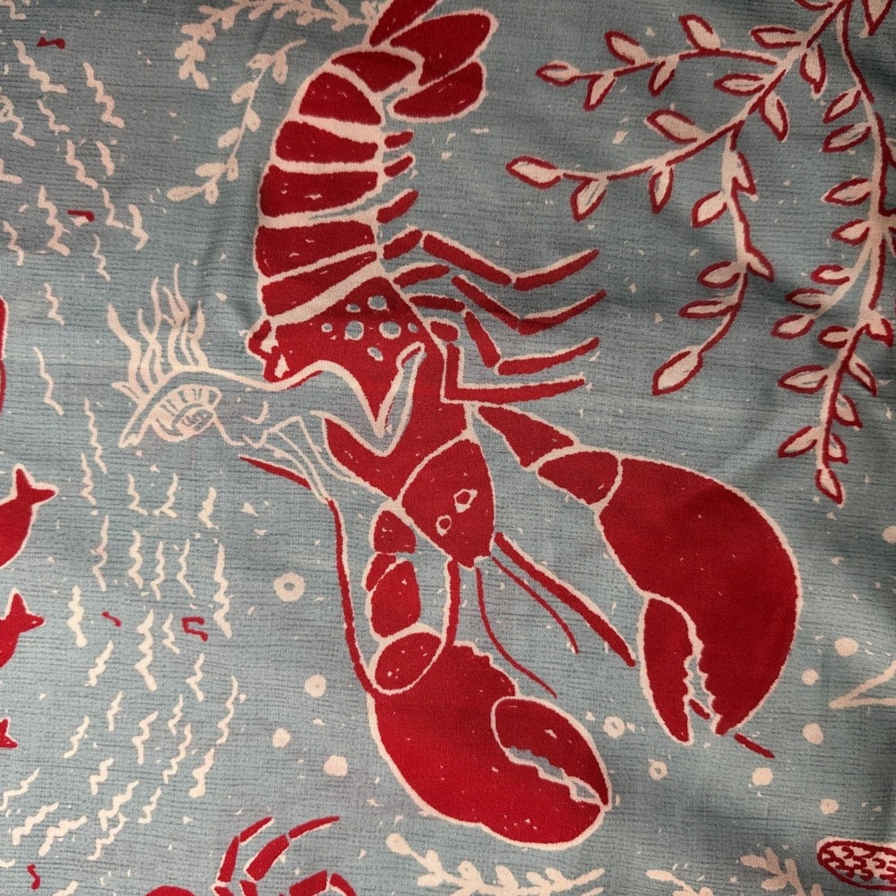 Tombolo Hawaiian Shirt Small French Blue Organic Tencel Mardi Gras Cabana Lounge - Picture 13 of 16